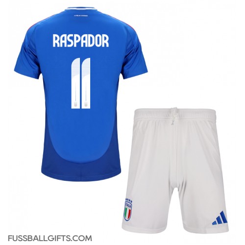 Italien Giacomo Raspadori #11 Fußballbekleidung Heimtrikot Kinder EM 2024 Kurzarm (+ kurze hosen)